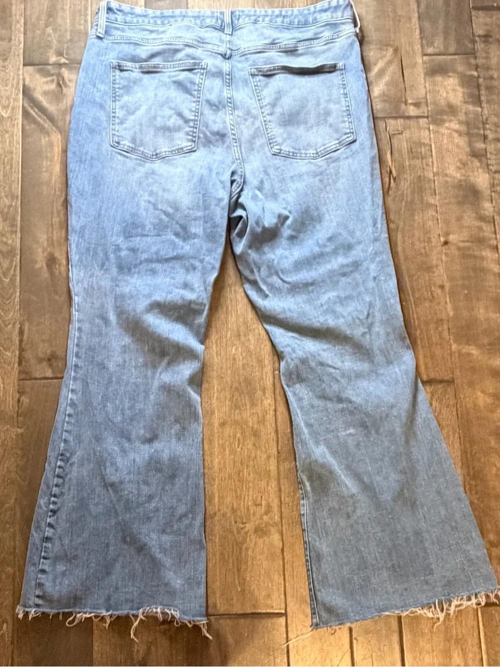 Ava & Viv Light Wash Distressed Raw Hem Flare Jeans Plus Size 20